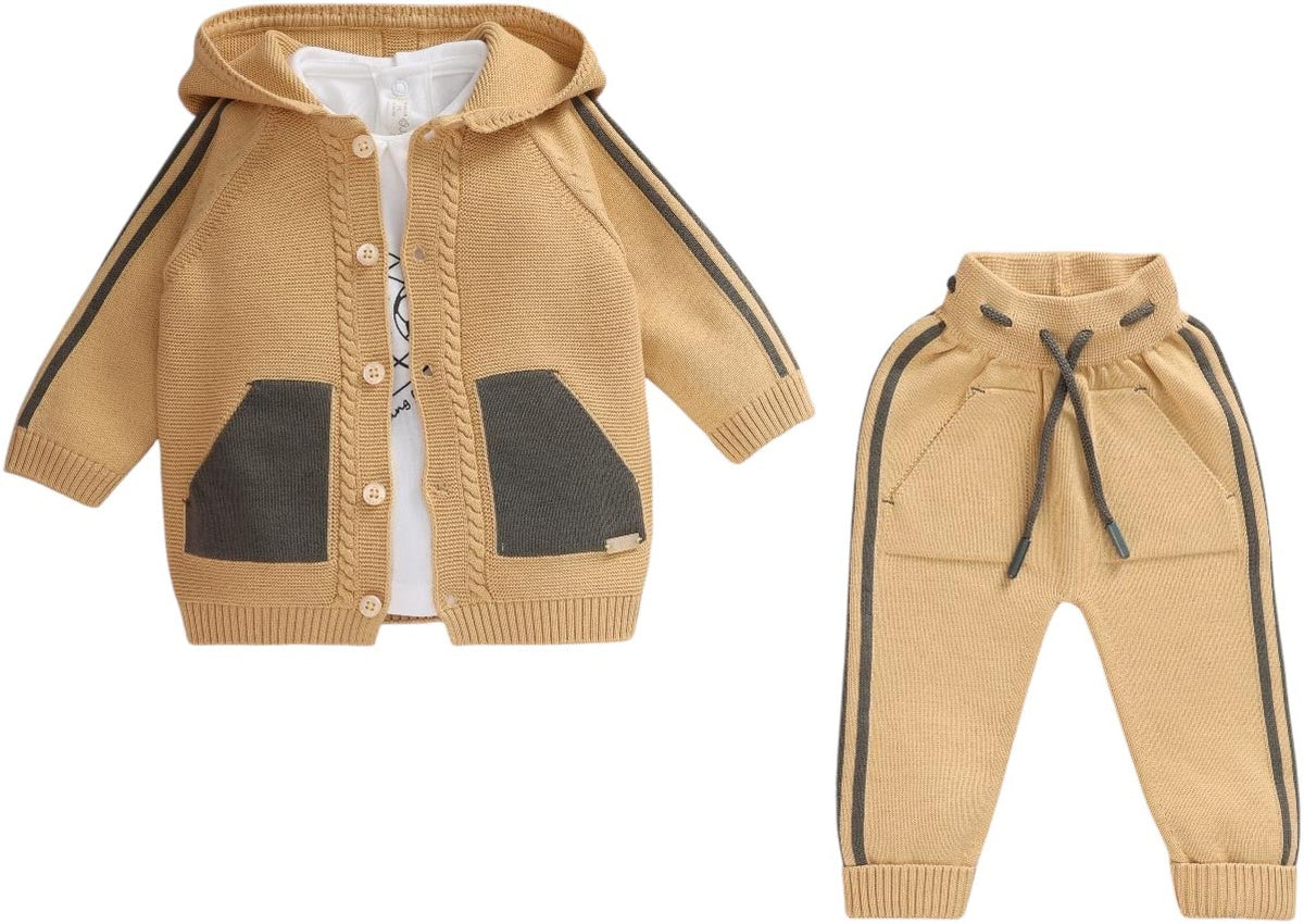 3-Piece Sweater Outfit — Yellow or White Cotton