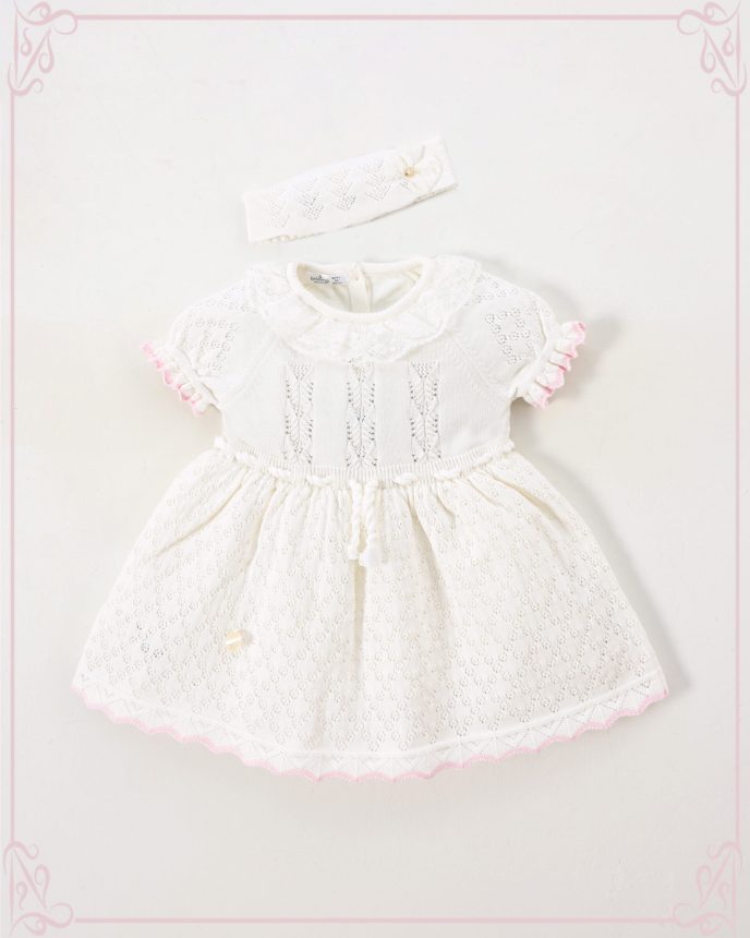 White baby dress set